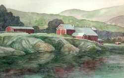 painting of barns